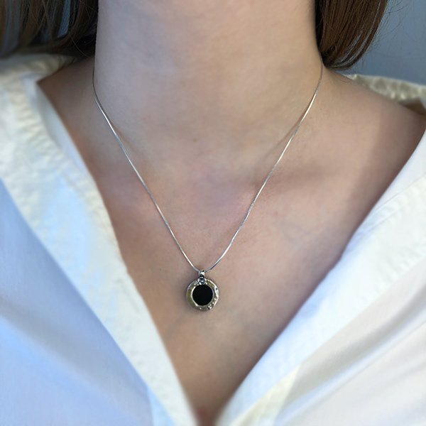 Silberkette mit Onyx 01N1821ON