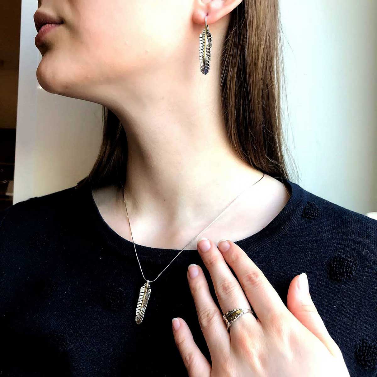 Silver necklace with zircon and gold MVN1616GCZ