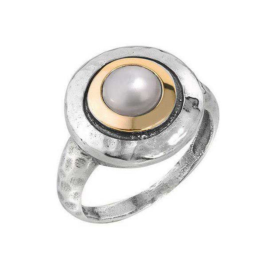 Silver ring with pearl and gold MVR1408GPL