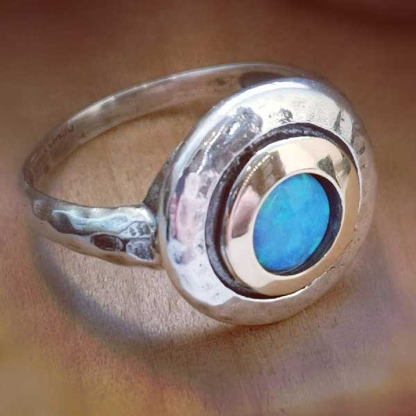 Silberring mit Opal und Gold MVR1408GOP