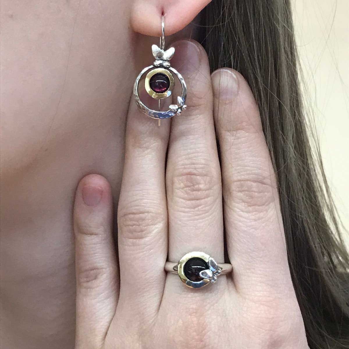 Silberring mit Granat und Gold MVR642GGR