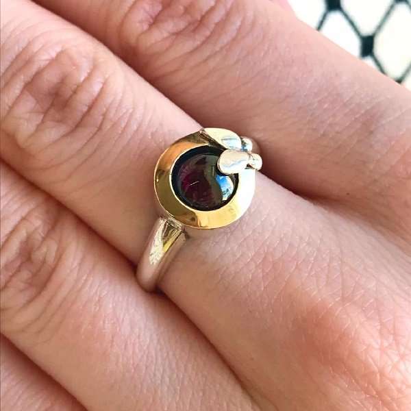 Silberring mit Granat und Gold MVR642GGR