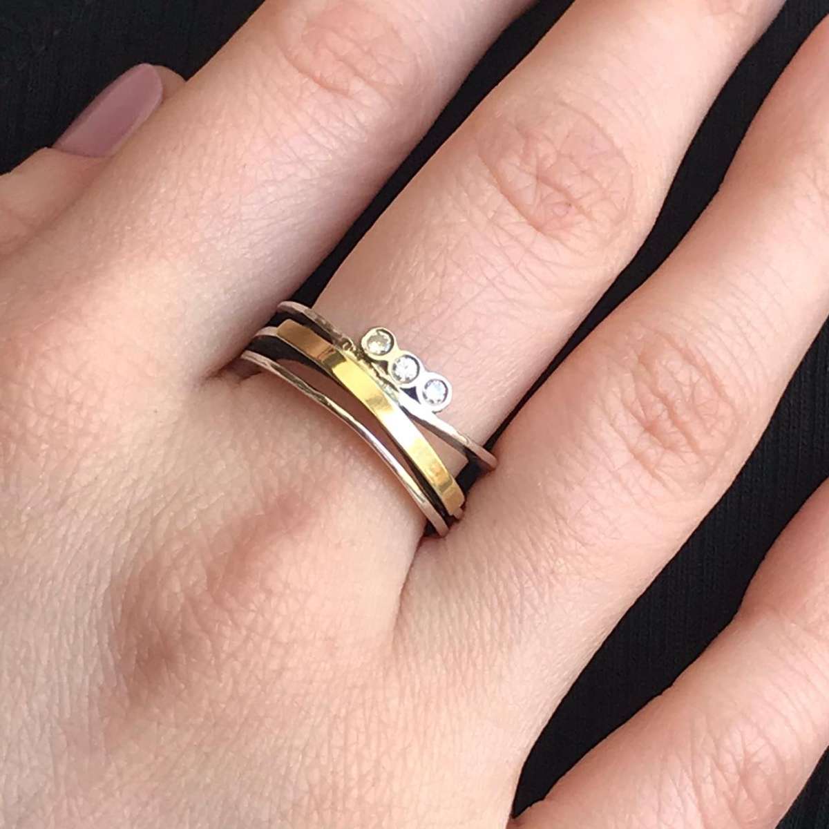 Bague en argent avec zircon et or MVR1461GCZ