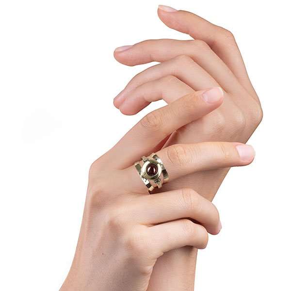 Bague en argent avec grenat et or MVR1233GR