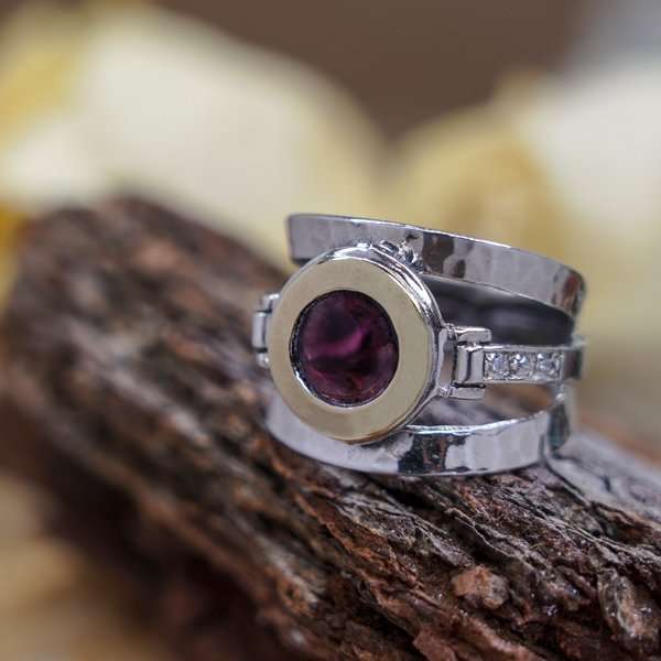 Bague en argent avec grenat et or MVR1233GR