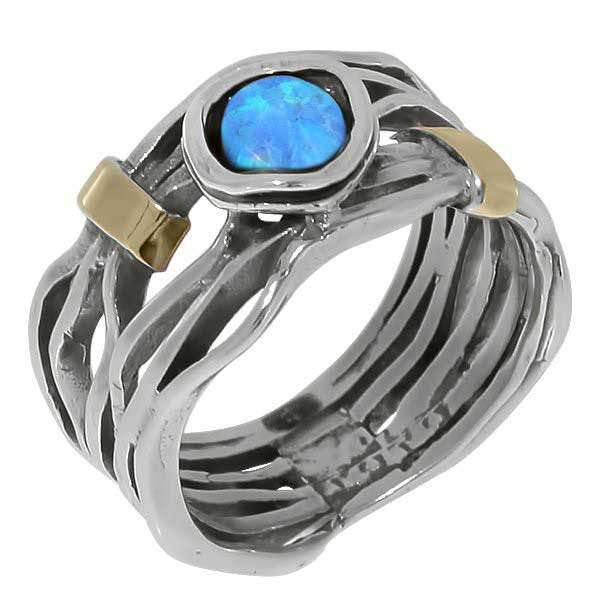 Silberring mit Opal und Gold MVR1447GOP