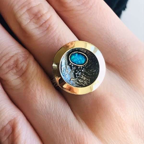 Silberring mit Opal und Gold MVR1595GOP