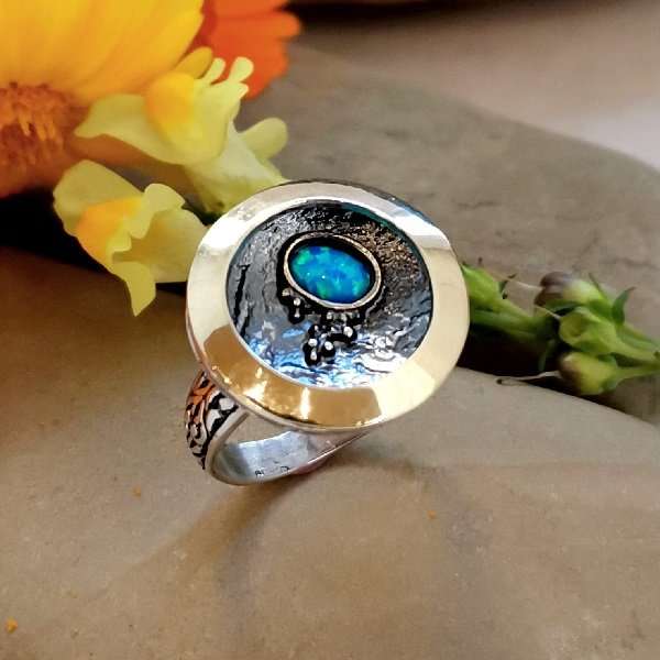 Silberring mit Opal und Gold MVR1595GOP