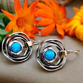 Boucles d'oreilles en argent avec opale et or MVE1447GOP