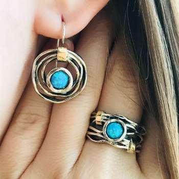 Boucles d'oreilles en argent avec opale et or MVE1447GOP