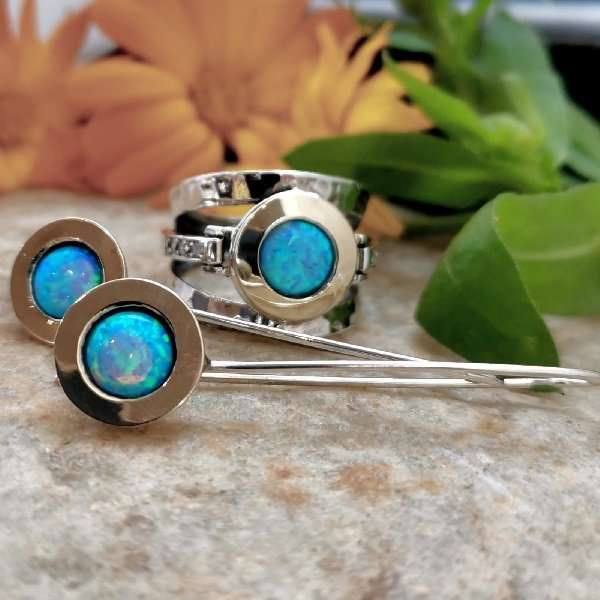 Silberring mit Opal und Gold MVR1233OP
