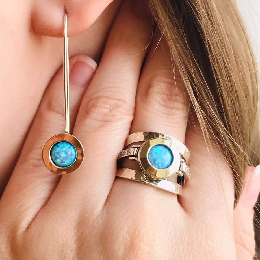 Silberring mit Opal und Gold MVR1233OP