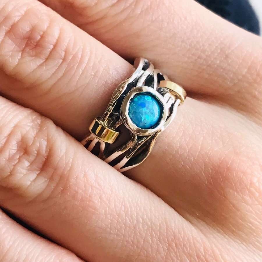 Silberring mit Opal und Gold MVR1447GOP