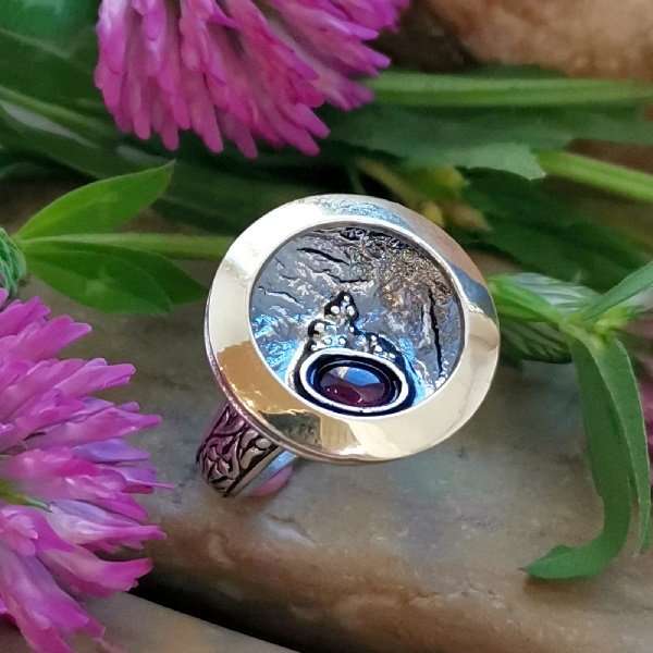 Silberring mit Granat und Gold MVR1595GGR