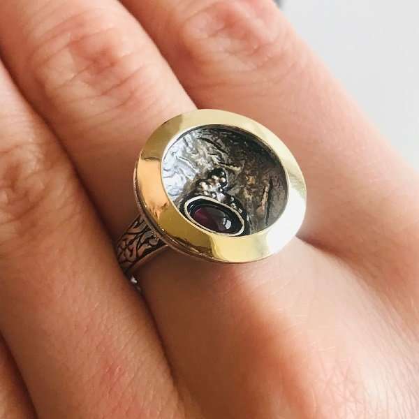 Silberring mit Granat und Gold MVR1595GGR