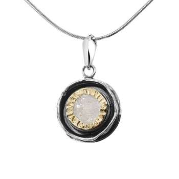 Silver necklace with Druzy agate and Gold MVN963GDA