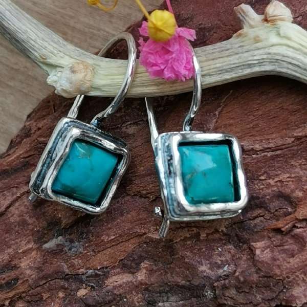 Boucles d'oreilles en argent avec turquoise 01E454TQ