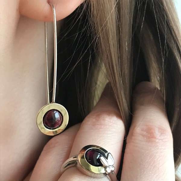 Silberring mit Granat und Gold MVR642GGR