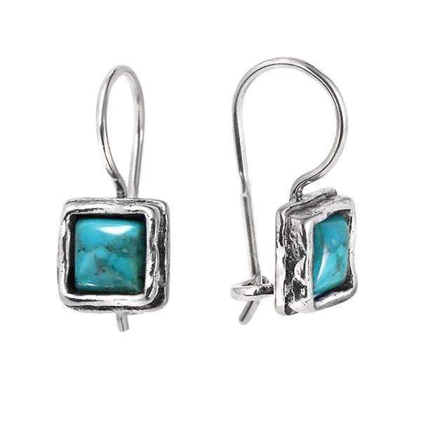 Boucles d'oreilles en argent avec turquoise 01E454TQ