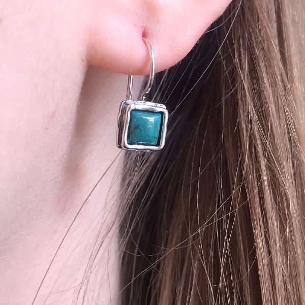 Boucles d'oreilles en argent avec turquoise 01E454TQ