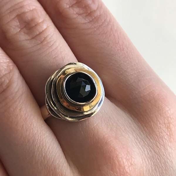 Silberring mit Onyx und Gold MVR1103GON