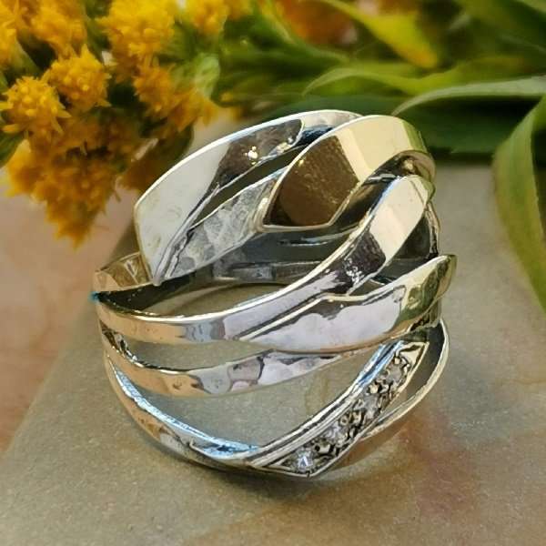 Silberring mit Zirkon und Gold MVR1272GCZ