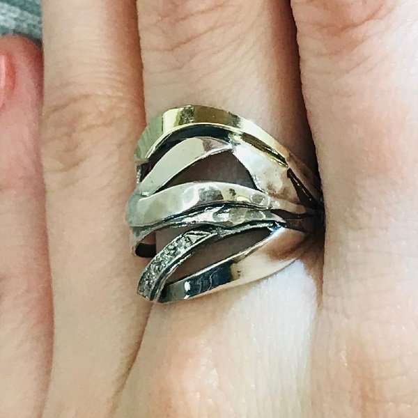Silberring mit Zirkon und Gold MVR1272GCZ