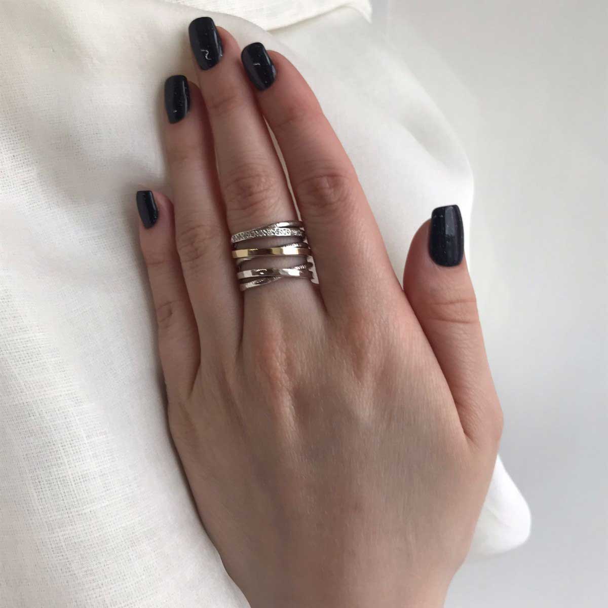Silberring mit Gold und Zirkon MVR1052GCZ