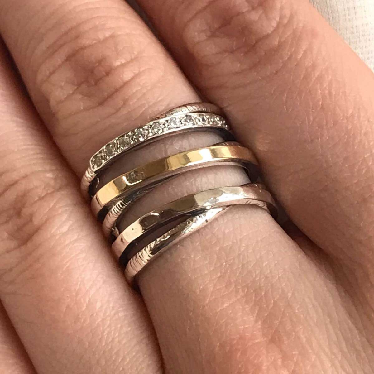Silberring mit Gold und Zirkon MVR1052GCZ