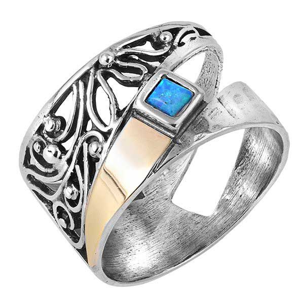 Silberring mit Opal und Gold MVR1756GOP
