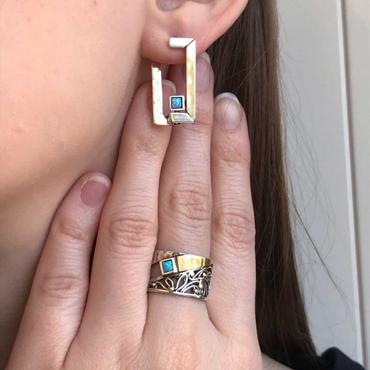 Silberring mit Opal und Gold MVR1756GOP