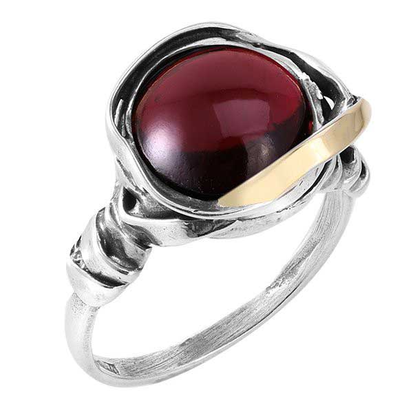 Silberring mit Gold und Granat MVR812GGR