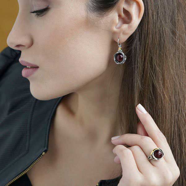 Silberring mit Gold und Granat MVR812GGR