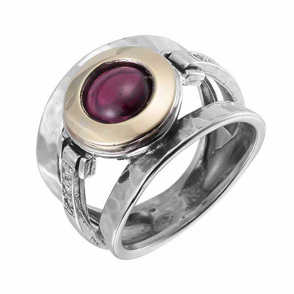 Bague en argent avec grenat et or MVR1233GR