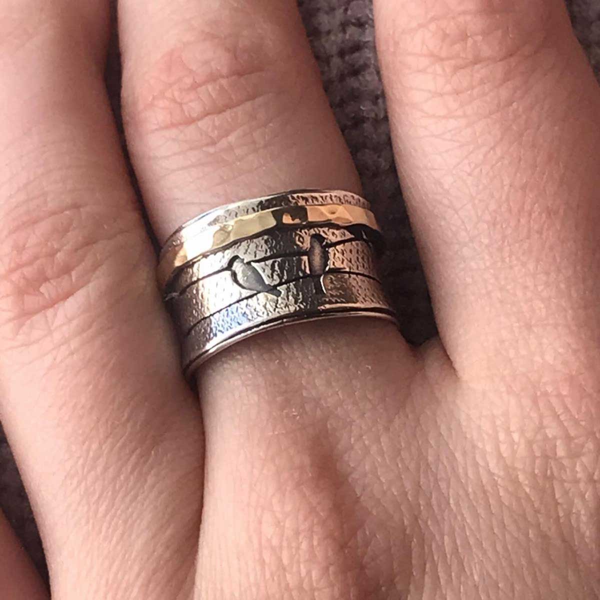 Silberner Spinnerring mit Gold MVR1755G
