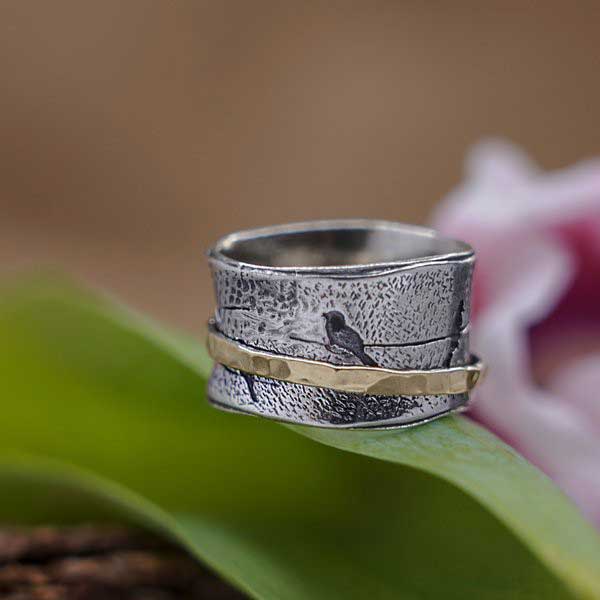 Silberner Spinnerring mit Gold MVR1755G