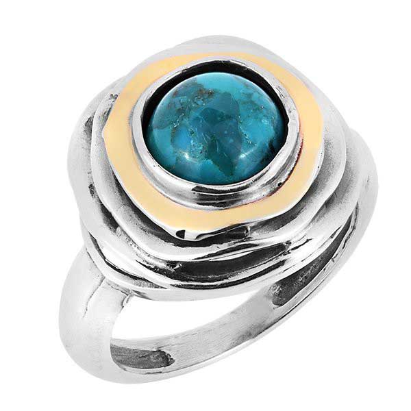 Silver ring with turquoise and gold MVR1103GTQ