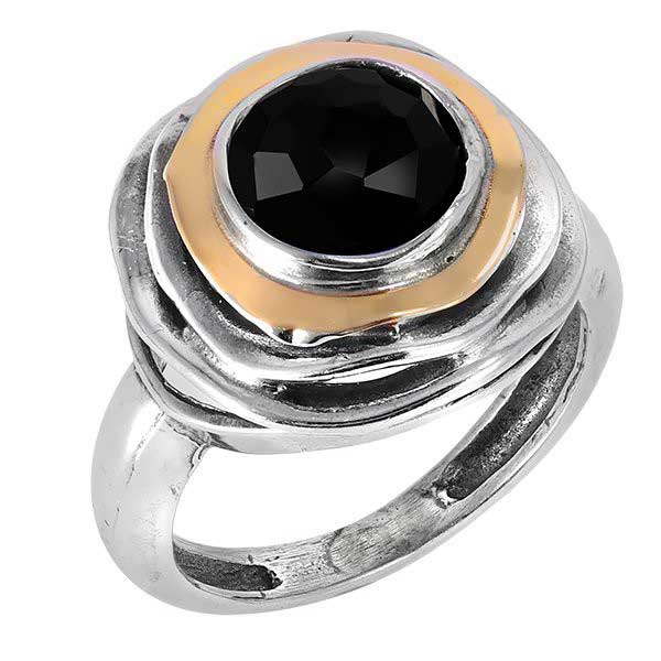 Silberring mit Onyx und Gold MVR1103GON
