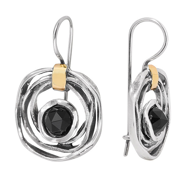 Silberohrringe mit Onyx und Gold MVE1447GON