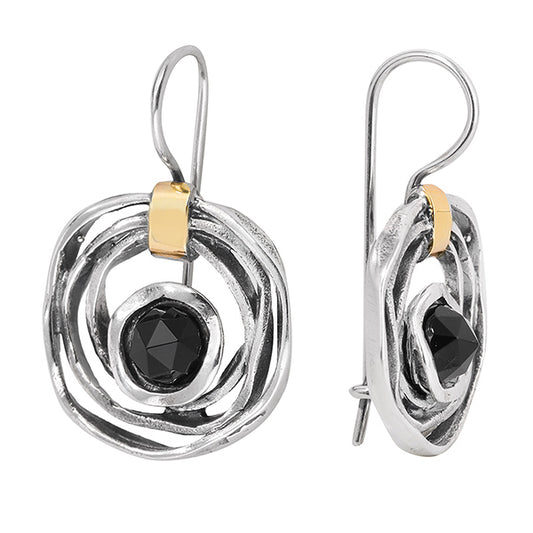 Silberohrringe mit Onyx und Gold MVE1447GON