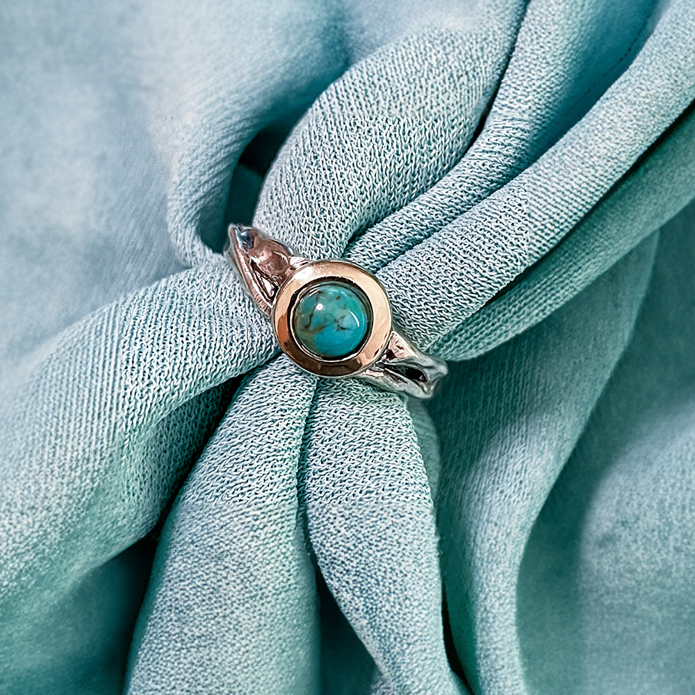 Silver ring with turquoise and gold MVR1576GTQ