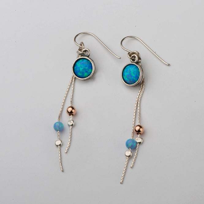 Silberohrringe mit Opal und Goldfill 01E500OP