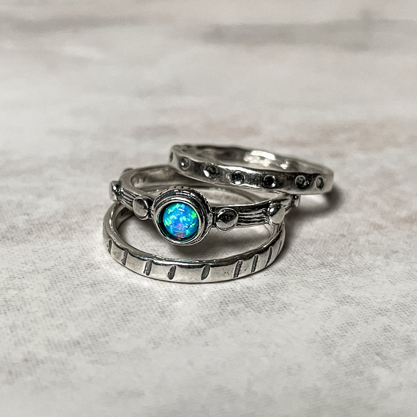 Set aus 3 Silberringen mit Opal 01R598OP