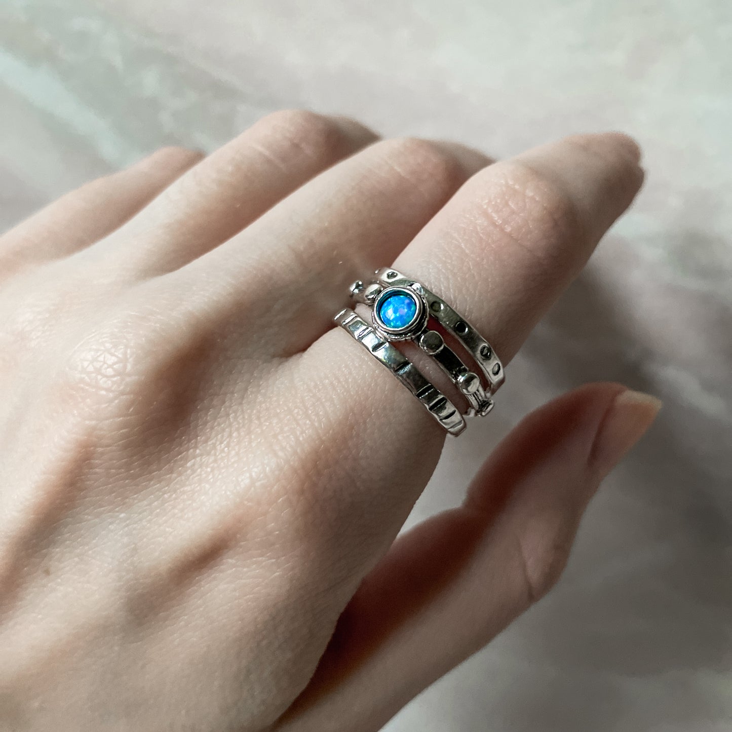 Set aus 3 Silberringen mit Opal 01R598OP