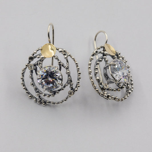 Silberohrringe mit Zirkon und Gold MVE1059GCZ