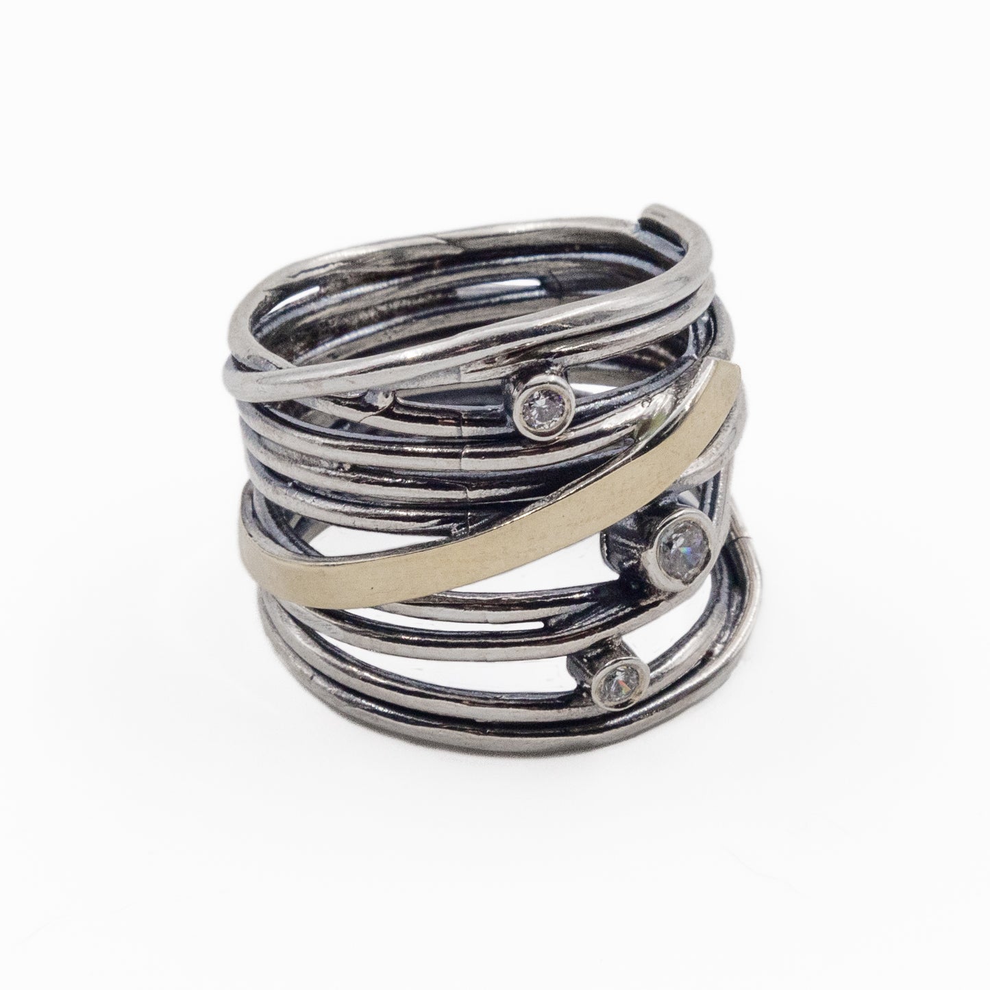 Silberring mit Gold und Zirkon MVR1051GCZ
