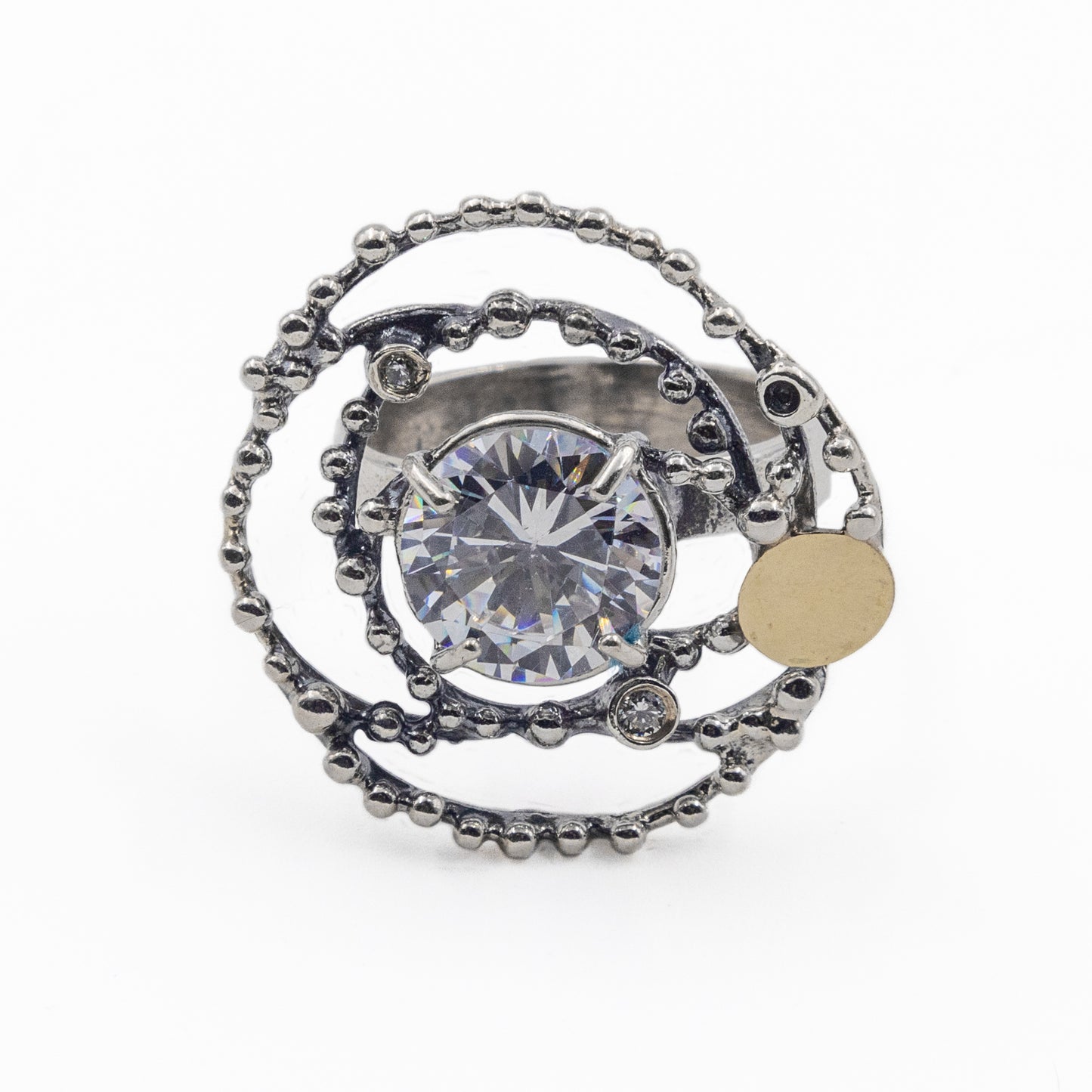 Silberring mit Gold und Zirkon MVR1059GCZ
