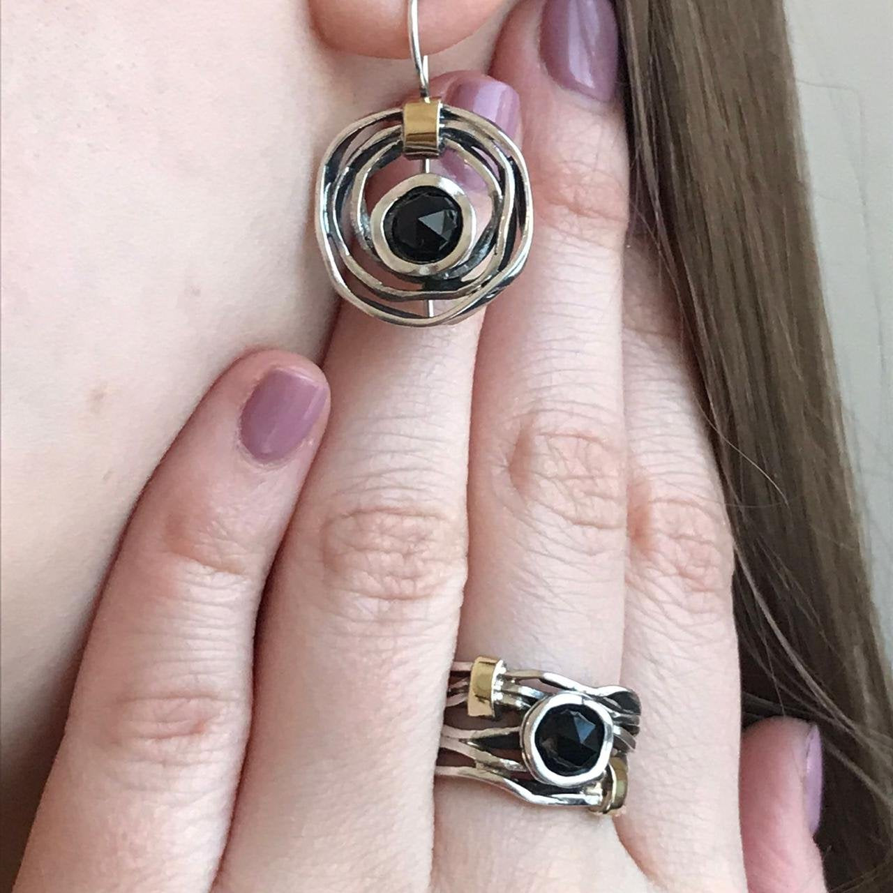 Silberring mit Onyx und Gold MVR1447GON