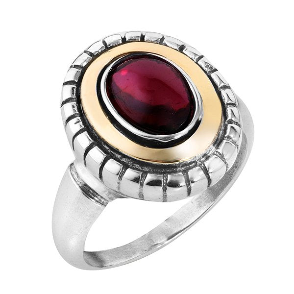 Bague en argent avec grenat et or MVR1681GGR