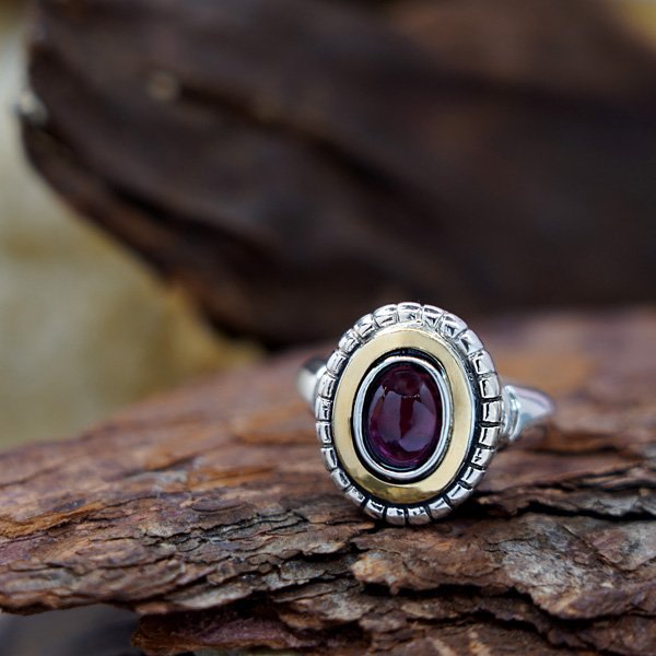 Bague en argent avec grenat et or MVR1681GGR